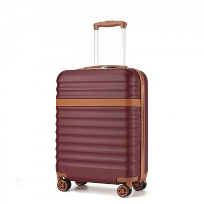 Kono KSK2484 20-inch burgundy and brown suitcase – detail view 20