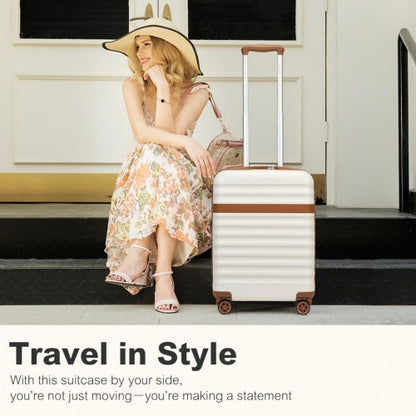 Kono KSK2484 20-inch cream and brown suitcase – detail view 20