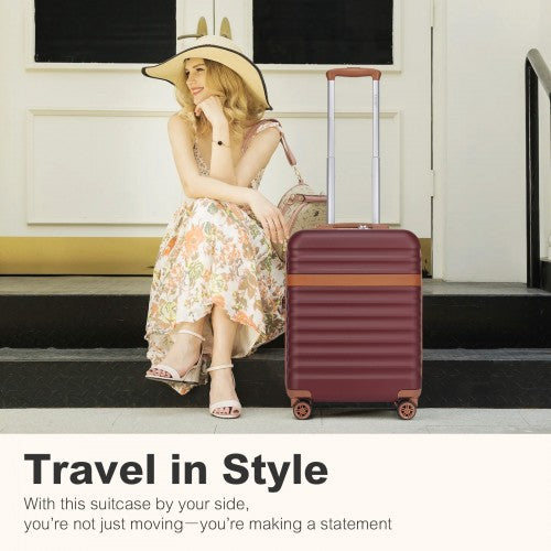Kono KSK2484 20-inch burgundy and brown suitcase – detail view 20