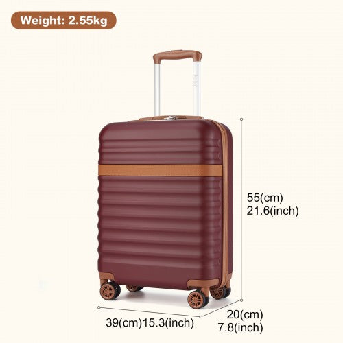 Kono KSK2484 20-inch burgundy and brown suitcase – detail view 20
