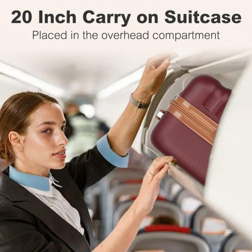 Kono KSK2484 20-inch burgundy and brown suitcase – detail view 20