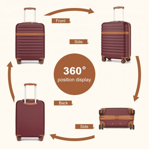 Kono KSK2484 20-inch burgundy and brown suitcase – detail view 20