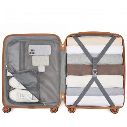 Kono KSK2484 20-inch burgundy and brown suitcase – detail view 20