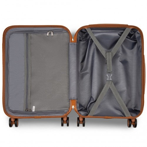 KSK2486 - Kono Stylish ABS+PC 20 Inch Polka Dot Hard Shell Cabin Suitcase With TSA Lock - Navy And Brown