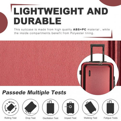 Kono KSK2493 20-inch burgundy suitcase – side view
