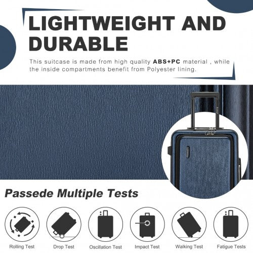 Kono KSK2493 20-inch navy suitcase – side view