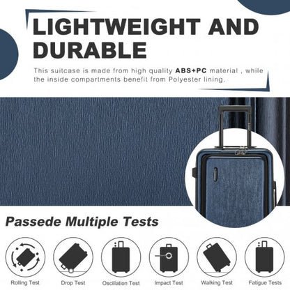 Kono KSK2493 20-inch navy suitcase – side view