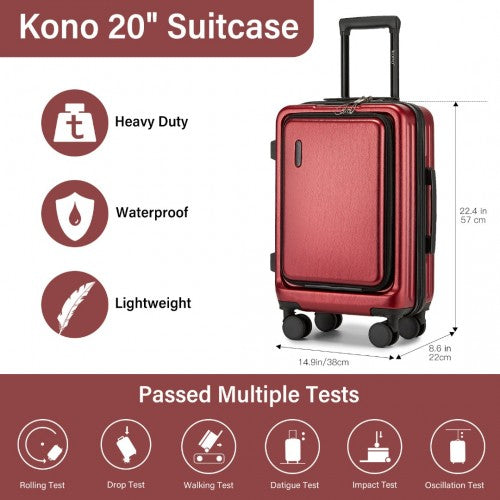 Kono KSK2493 20-inch burgundy suitcase – detail view 10