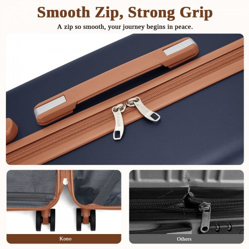Kono KSK2584 20-inch navy and brown suitcase – detail view 20