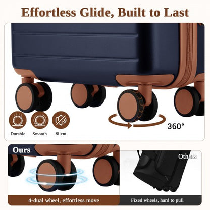 Kono KSK2584 20-inch navy and brown suitcase – detail view 20