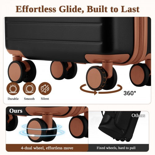 Kono KSK2584 20-inch black and brown suitcase – detail view 20