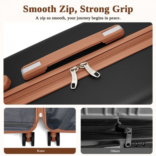 Kono KSK2584 20-inch black and brown suitcase – detail view 20