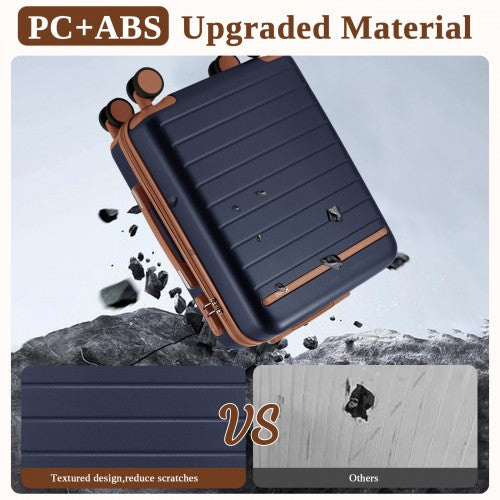 Kono KSK2584 20-inch navy and brown suitcase – detail view 20