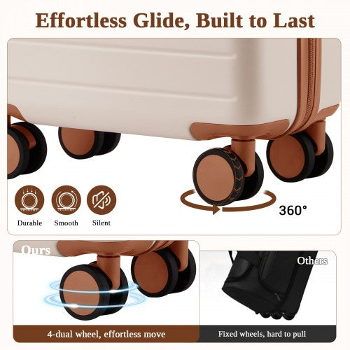 Kono KSK2584 20-inch cream and brown suitcase – detail view 20