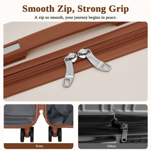 Kono KSK2584 20-inch cream and brown suitcase – detail view 20