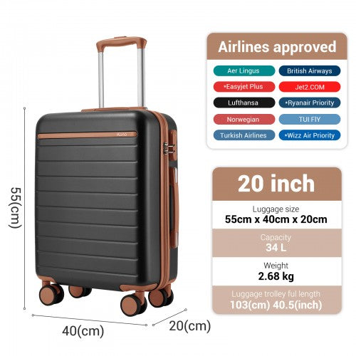 Kono KSK2584 20-inch grey and brown suitcase – detail view 20