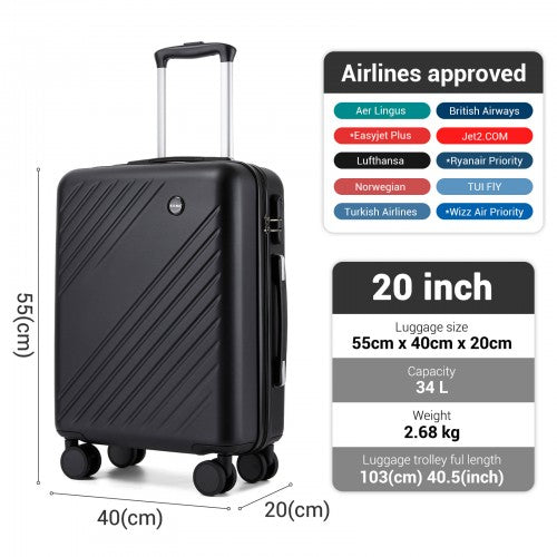 Kono KSK2585 20-inch black suitcase – detail view 20