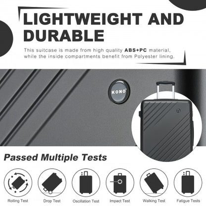 Kono KSK2585 20-inch grey and black suitcase – detail view 20