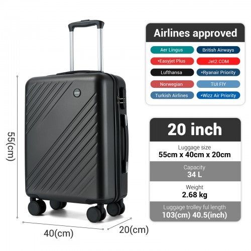 Kono KSK2585 20-inch grey and black suitcase – detail view 20