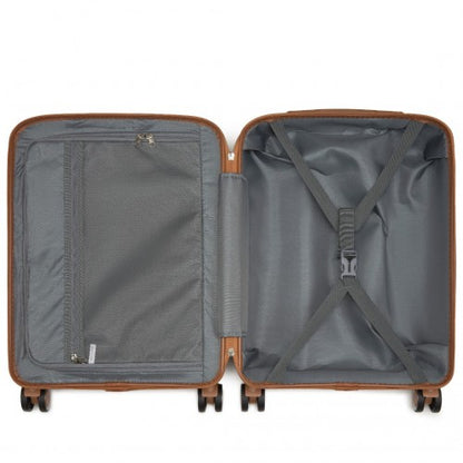 KSK2591 - Kono 20-Inch PP Modern Scratch-Resistant Cabin Suitcase with TSA Lock & Stylish Brown Accents - Cream and Brown