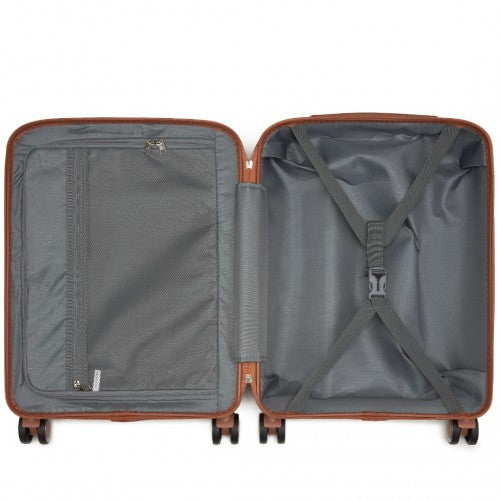 KSK2591 - Kono 20-Inch PP Modern Scratch-Resistant Cabin Suitcase with TSA Lock & Stylish Brown Accents - Black and Brown