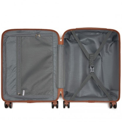 KSK2591 - Kono 20-Inch PP Modern Scratch-Resistant Cabin Suitcase with TSA Lock & Stylish Brown Accents - Black and Brown