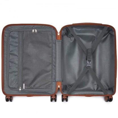 KSK2591 - Kono 20-Inch PP Modern Scratch-Resistant Cabin Suitcase with TSA Lock & Stylish Brown Accents - Green and Brown
