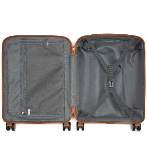 KSK2591 - Kono 20-Inch PP Modern Scratch-Resistant Cabin Suitcase with TSA Lock & Stylish Brown Accents - Navy and Brown