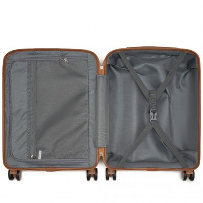 KSK2591 - Kono 20-Inch PP Modern Scratch-Resistant Cabin Suitcase with TSA Lock & Stylish Brown Accents - Navy and Brown