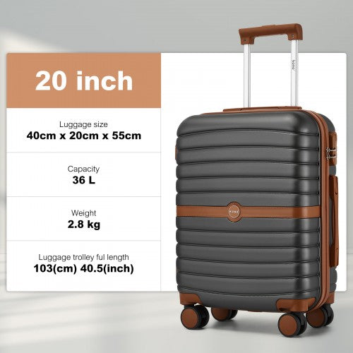 Kono KSK2592 20-inch grey and brown suitcase – detail view 20