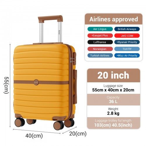 Kono KSK2592 20-inch yellow and brown suitcase – detail view 20