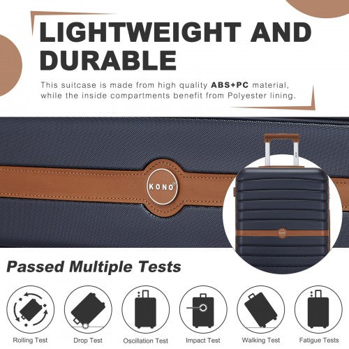 Kono KSK2592 20-inch navy and brown suitcase – detail view 20