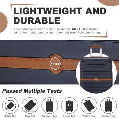 Kono KSK2592 20-inch navy and brown suitcase – detail view 20