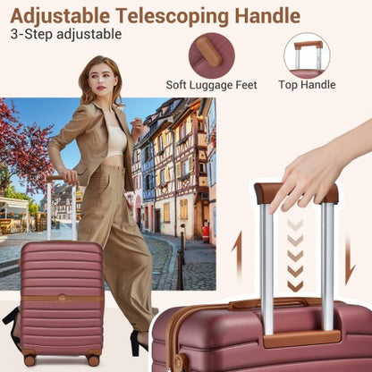 Kono KSK2592 20-inch burgundy and brown suitcase – detail view 20