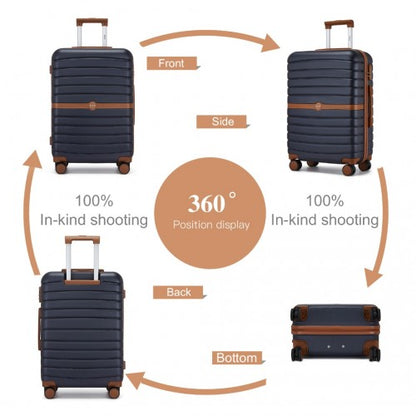 Kono KSK2592 20-inch navy and brown suitcase – detail view 20