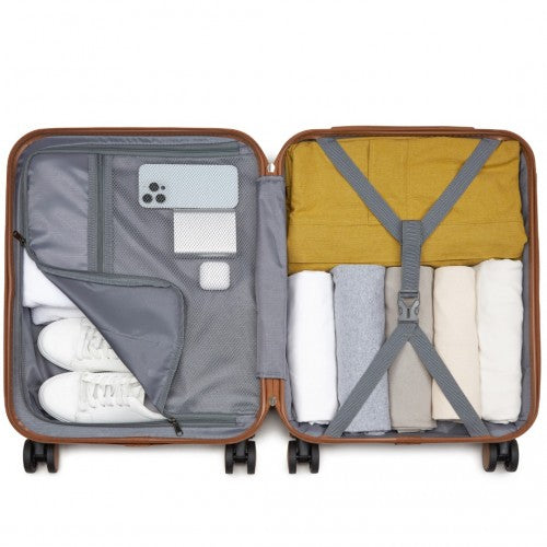 Kono KSK2592 20-inch navy and brown suitcase – detail view 20