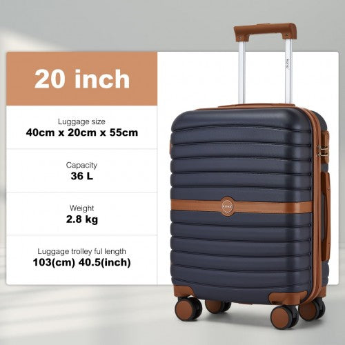 Kono KSK2592 20-inch navy and brown suitcase – detail view 20