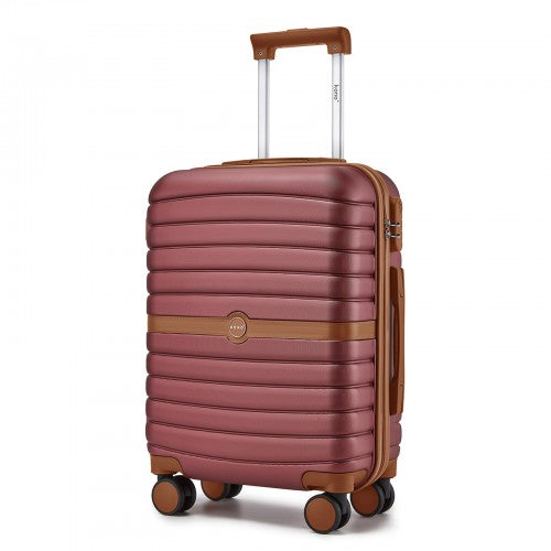 Kono KSK2592 20-inch burgundy and brown suitcase – detail view 20