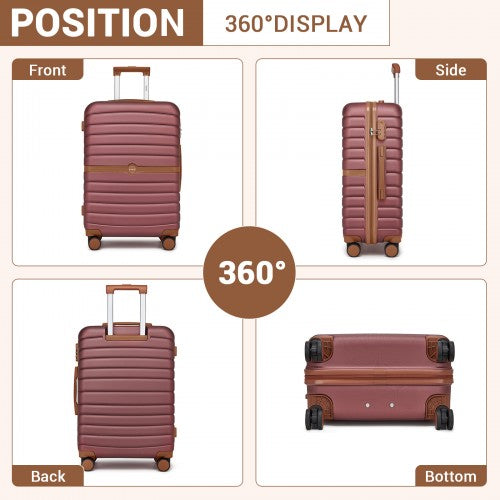 Kono KSK2592 20-inch burgundy and brown suitcase – detail view 20