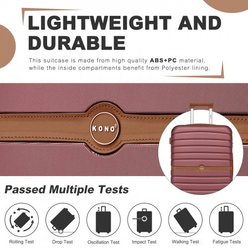 Kono KSK2592 20-inch burgundy and brown suitcase – detail view 20