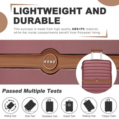 Kono KSK2592 20-inch burgundy and brown suitcase – detail view 20