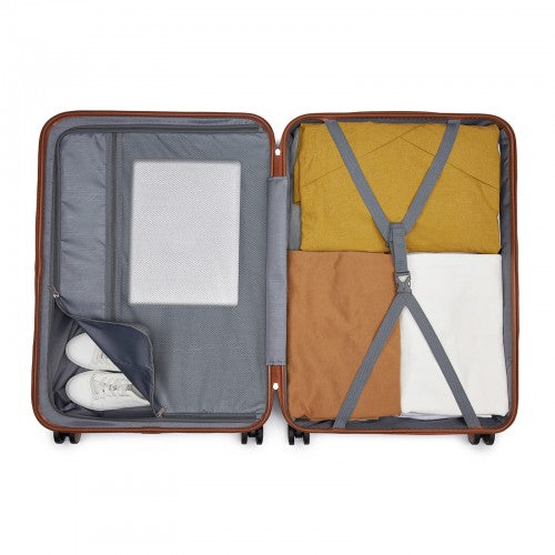 Kono KSK2592 20-inch burgundy and brown suitcase – detail view 20