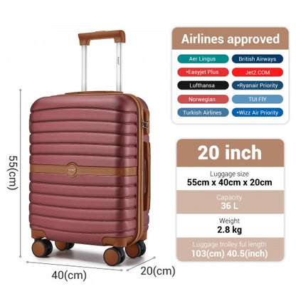 Kono KSK2592 20-inch burgundy and brown suitcase – detail view 20