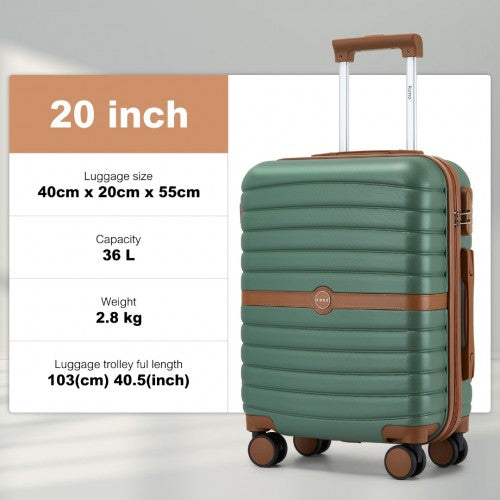 Kono KSK2592 20-inch green and brown suitcase – detail view 20