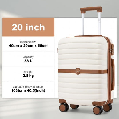 Kono KSK2592 20-inch cream and brown suitcase – detail view 20