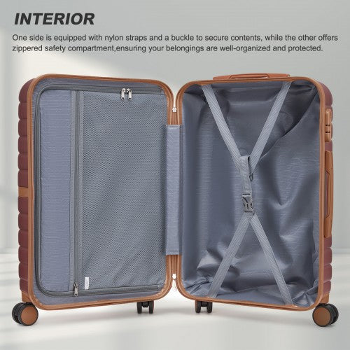 Kono KSK2592 20-inch burgundy and brown suitcase – detail view 20