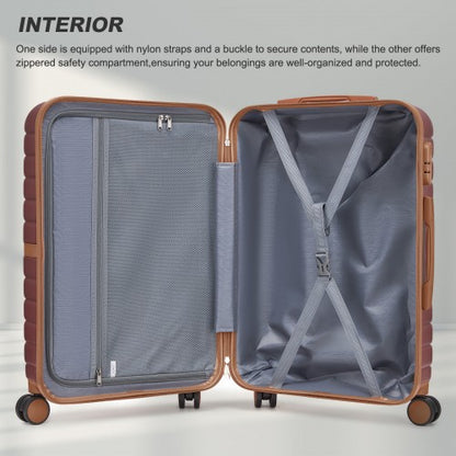 Kono KSK2592 20-inch burgundy and brown suitcase – detail view 20