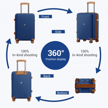 Kono KSK2594 20-inch navy and brown suitcase – detail view 20