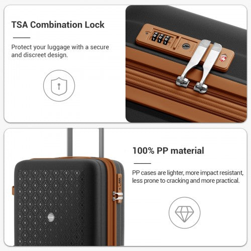 Kono KSK2594 20-inch black and brown suitcase – detail view 20