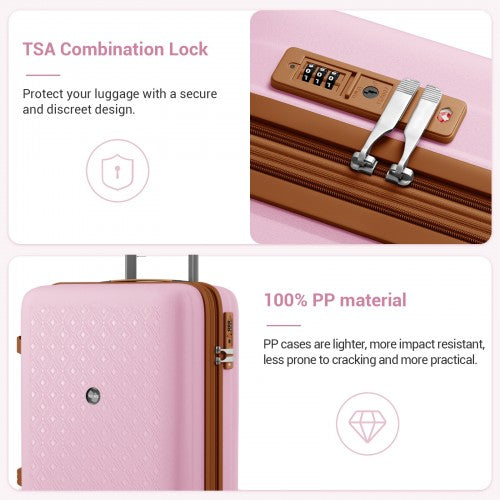 Kono KSK2594 20-inch pink and brown suitcase – detail view 20
